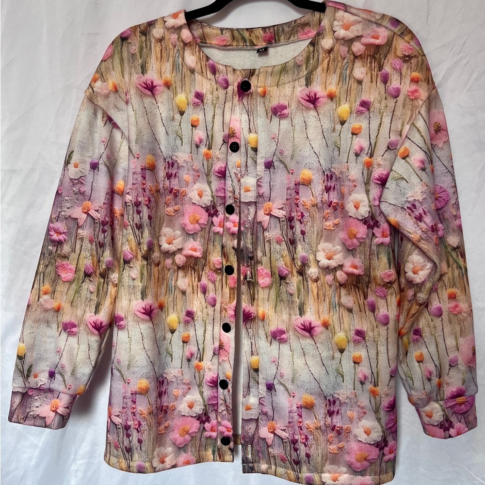 Floral Printed Button-Up Cardigan
